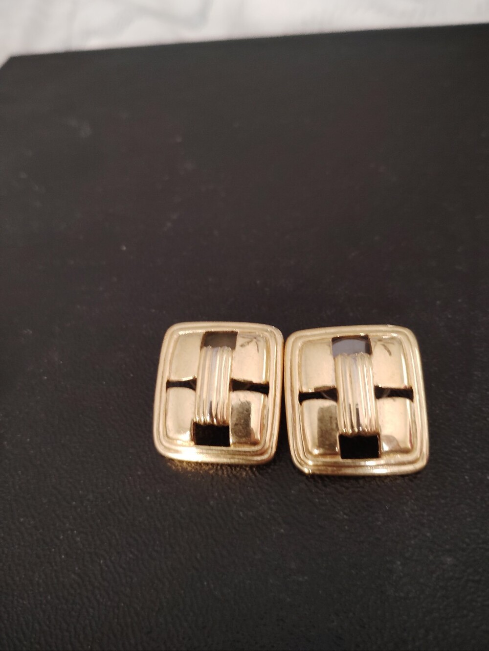 Vintage Trifari Gold-Tone Square Earrings Clip Ons